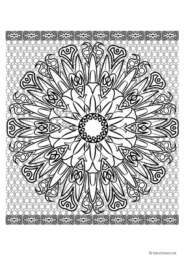 Coloriage à télécharger mandala rosace